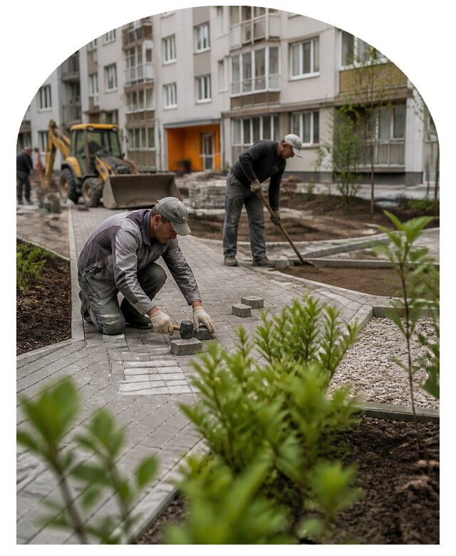 Благоустройство двора многоквартирного дома в Симферополе